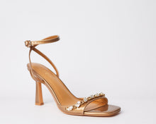 Load image into Gallery viewer, AMOKUA - gold classy sandal heels. Very stylish. has crystal accessories. Perfect for parties, classy girls night out and celebrations. Shipping worldwide from Ghana to UK, USA, AFRICA ETC.
