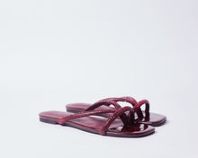 Load image into Gallery viewer, EYRAM- Dark red inspired slippers for ladies.
Very comfortable and stylish and sparkly featuring crystal accessories.
Can be worn for picnics, vacations, lunch and casual hangouts. Shipping worldwide from Ghana to UK, USA, Africa etc.