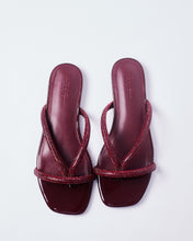 Load image into Gallery viewer, EYRAM- Dark red inspired slippers for ladies.
Very comfortable and stylish and sparkly featuring crystal accessories.
Can be worn for picnics, vacations, lunch and casual hangouts. Shipping worldwide from Ghana to UK, USA, Africa etc.