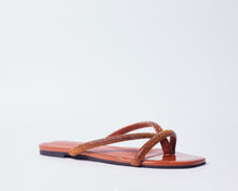 Load image into Gallery viewer, EYRAM- Ginger bread inspired slippers for ladies.
Very comfortable and stylish and sparkly featuring crystal accessories.
Can be worn for picnics, vacations, lunch and casual hangouts. Shipping worldwide from Ghana to UK, USA, Africa etc.