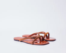Load image into Gallery viewer, EYRAM- Ginger bread inspired slippers for ladies.
Very comfortable and stylish and sparkly featuring crystal accessories.
Can be worn for picnics, vacations, lunch and casual hangouts. Shipping worldwide from Ghana to UK, USA, Africa etc
