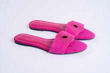 Load image into Gallery viewer, INI - Berry inspired slippers for ladies. Very comfortable and stylish, featuring crystal accessories. 
Can be worn for picnics, vacations, lunch and casual hangouts. Shipping worldwide from Ghana to UK, USA, Africa etc.