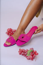 Load image into Gallery viewer, INI - Berry inspired slippers for ladies. Very comfortable and stylish, featuring crystal accessories. 
Can be worn for picnics, vacations, lunch and casual hangouts. Shipping worldwide from Ghana to UK, USA, Africa etc.