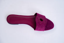 Load image into Gallery viewer, INI - Berry inspired slippers for ladies.
Very comfortable and stylish, featuring crystal accessories.
Can be worn for picnics, vacations, lunch and casual hangouts. Shipping worldwide from Ghana to UK, USA, Africa etc.