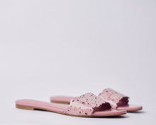 Load image into Gallery viewer, LAMISI - Floral inspired slippers for ladies. Very stylish,featuring a laser-cut upper. Can be worn for vacation, lunch and casual hangouts. Shipping worldwide from Ghana to UK, USA, Africa etc