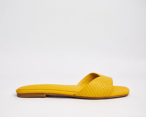 MALIKA-Mustard coloured comfortable woven-effect slipppers for ladies.Very durable, made with high quality sole. Perfect for brunch, lunch, errands etc. shipping worldwide from Ghana to UK, USA, Africa etc.