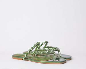 POKUA - olive green classy dynamic slippers. Ideal for brunch, picnics, dinner and wedding receptions.