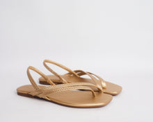 Load image into Gallery viewer, Woven-effect diagonal sandals for ladies. prerfect for brunch, lunch, dinners, etc Designed with a square toe and elastic slingback strap. 