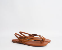 Load image into Gallery viewer, Woven-effect diagonal sandals for ladies. prerfect for brunch, lunch, dinners, etc Designed with a square toe and elastic slingback strap.
